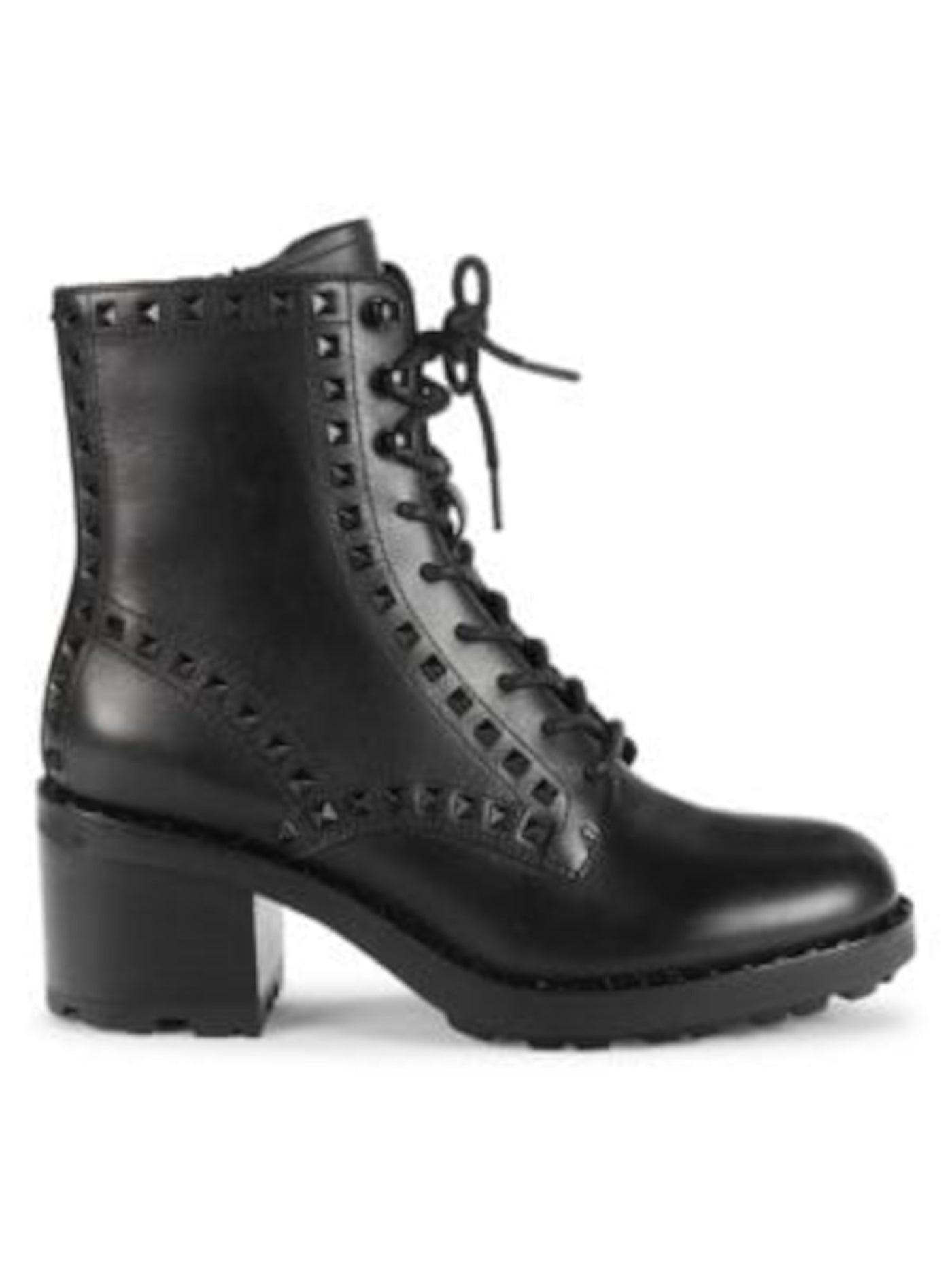 ASH Womens Black Lace-Up Studded Padded Xin Round Toe Block Heel Zip-Up Leather Booties 36