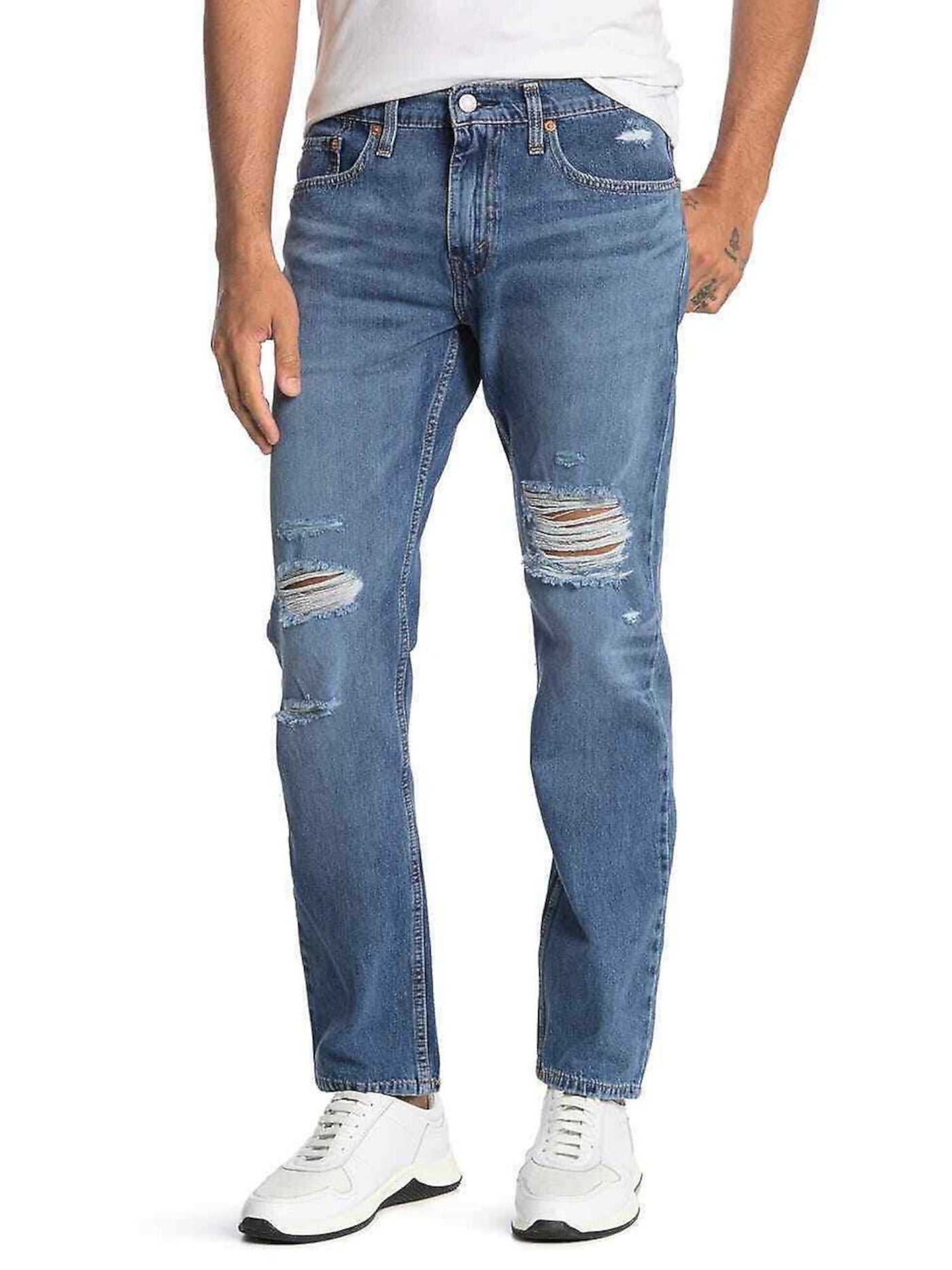 LEVI STRAUSS & CO Mens Blue Tapered, Regular Fit Stretch Denim Jeans 34 X 30
