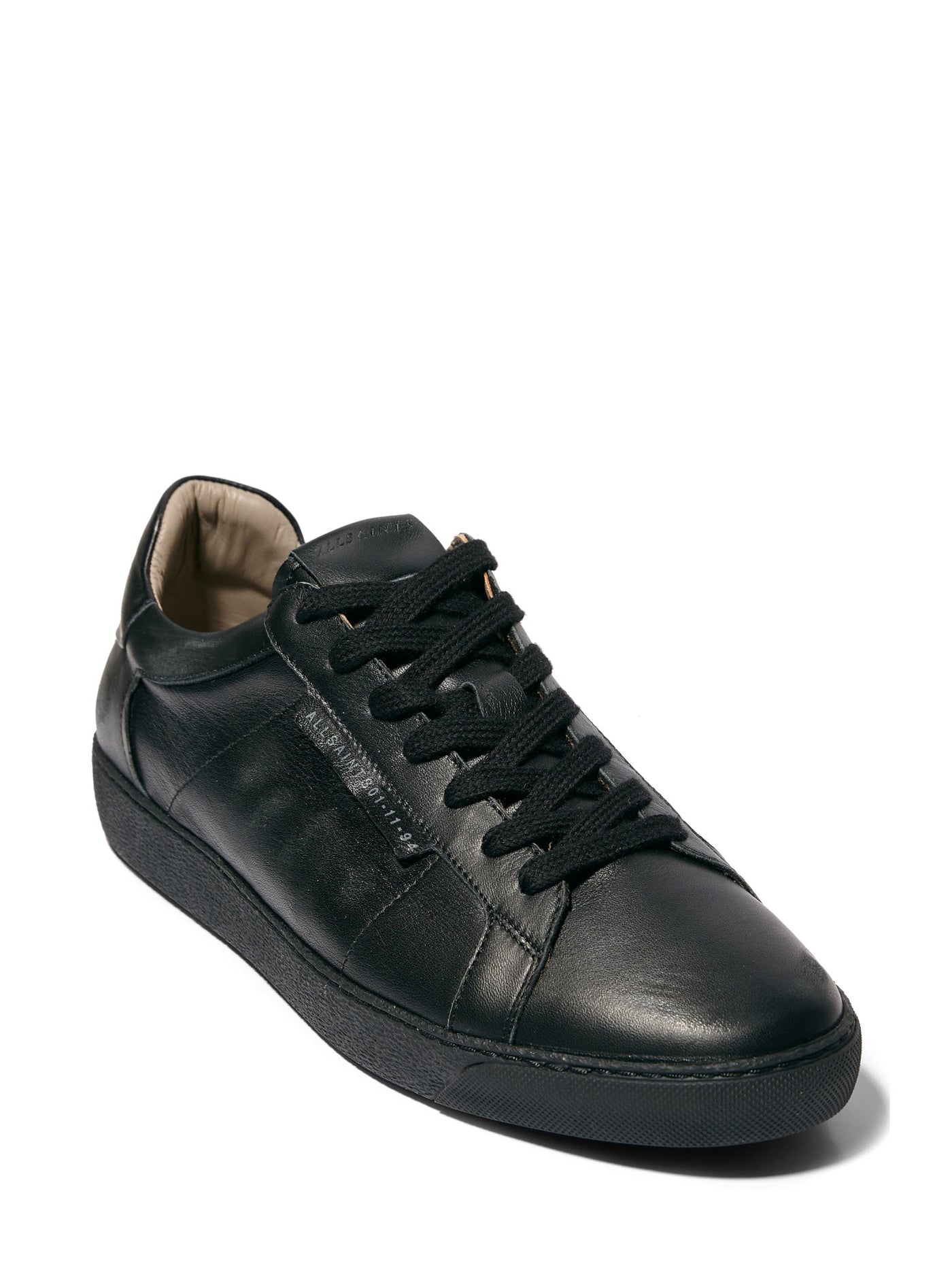ALLSAINTS Mens Black Sheer Round Toe Platform Lace-Up Leather Athletic Sneakers Shoes 46