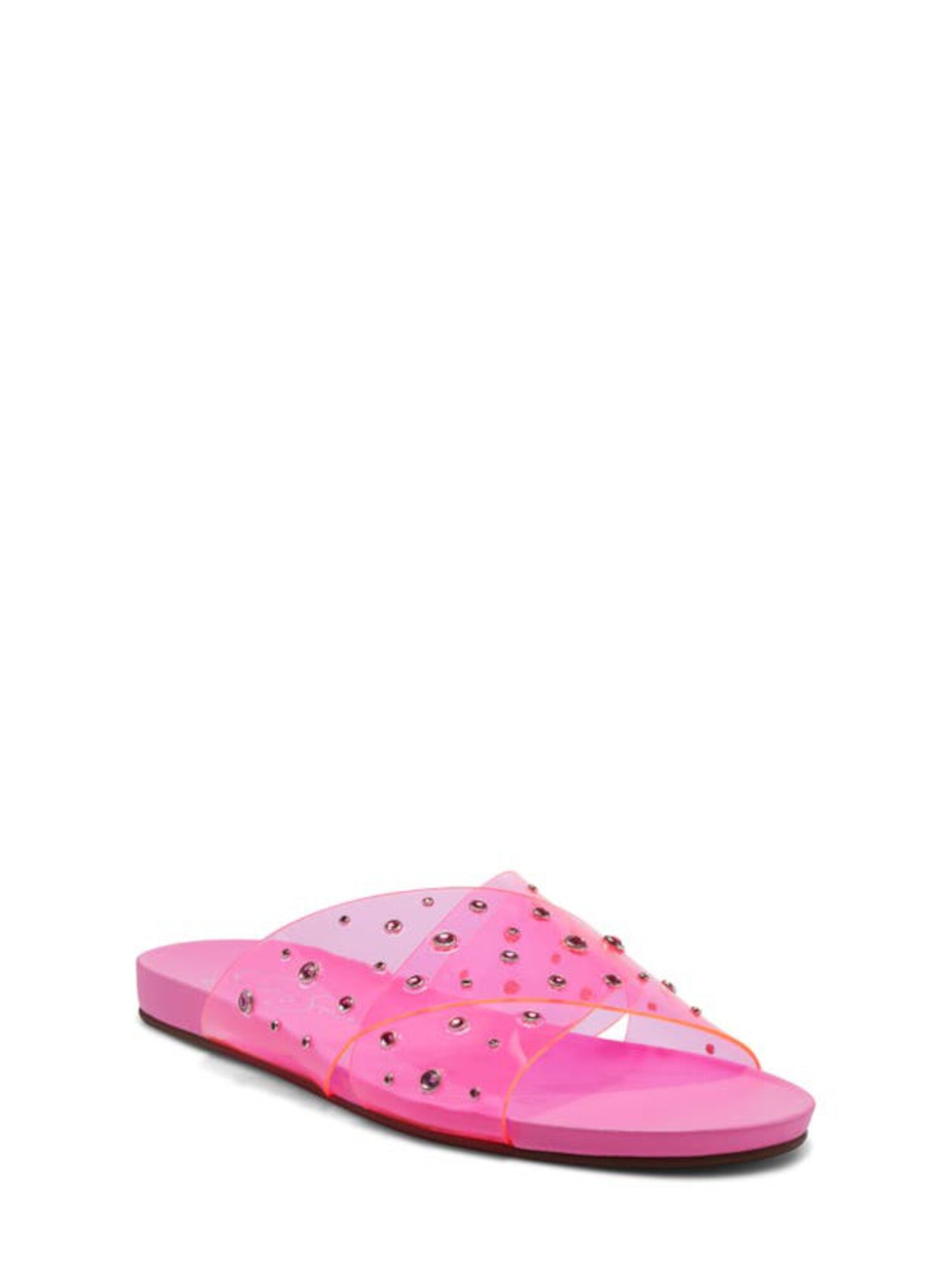 JESSICA SIMPSON Womens Pink Clear Lucite Straps Embellished Rhinestone Tislie Slip On Slide Sandals Shoes 6.5 M