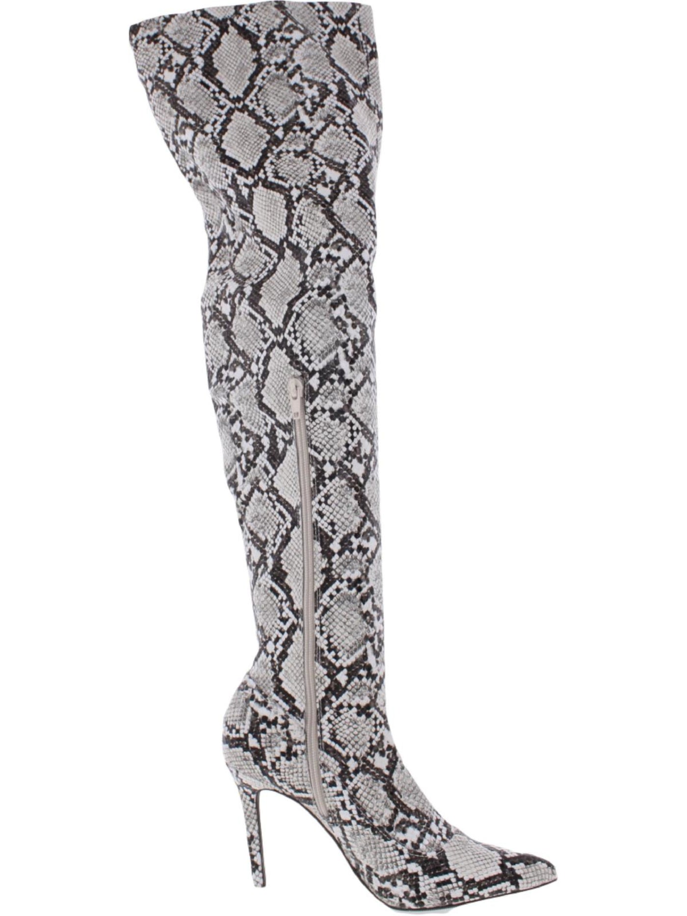 THALIA SODI Womens Beige Snake Print Comfort Cushioned Rominaa Pointed Toe Stiletto Zip-Up Dress Boots 6.5 M