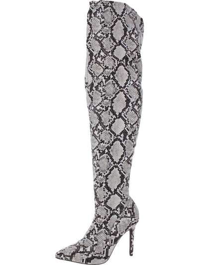 THALIA SODI Womens Beige Snake Print Comfort Cushioned Rominaa Pointed Toe Stiletto Zip-Up Dress Boots 6.5 M
