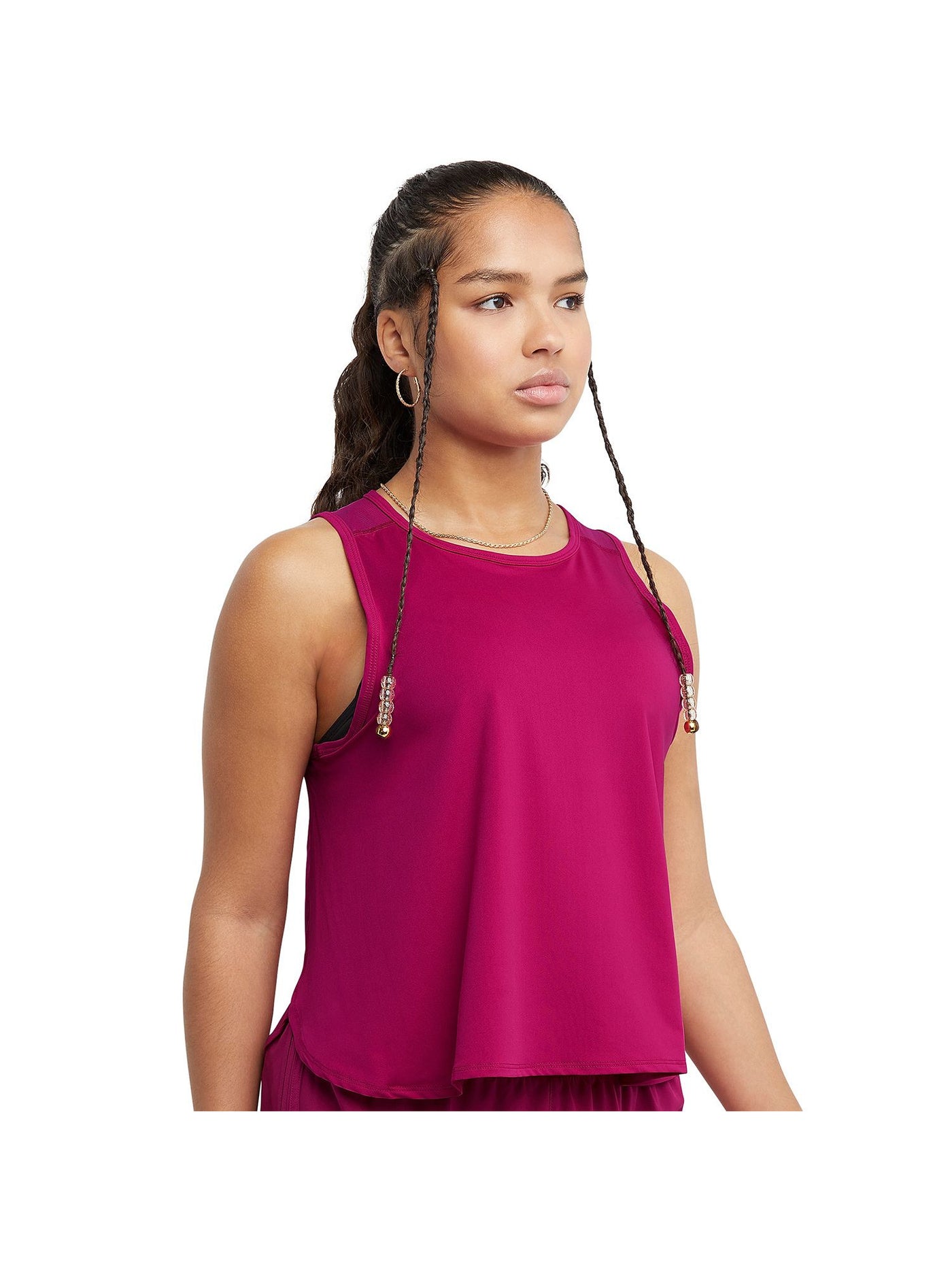 CHAMPION Womens Pink Slitted Drapey Mesh Sheer Loose Sleeveless Crew Neck Active Wear Tank Top S