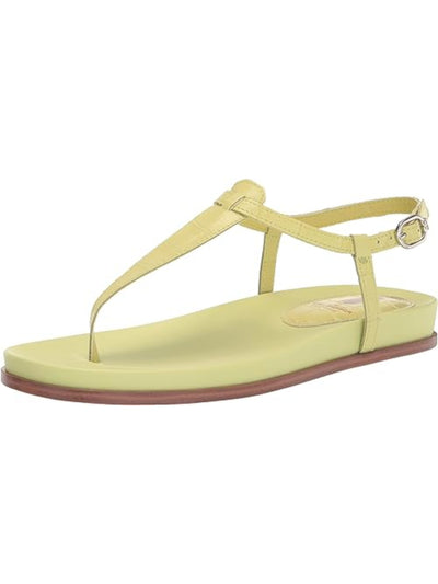 SAM EDELMAN NEW YORK Womens Yellow Croc Upper Cushioned T-Strap Naomi Round Toe Wedge Buckle Leather Thong Sandals Shoes 9.5 M