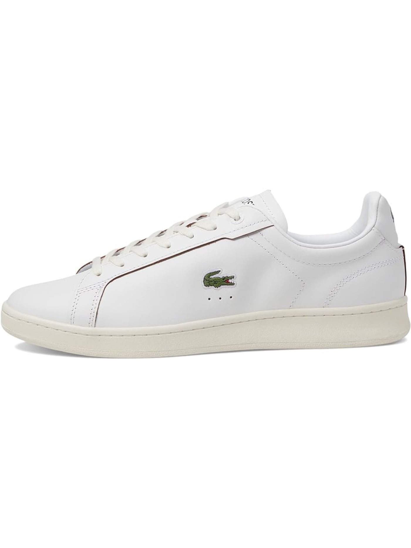 LACOSTE Mens White Cushioned Carnaby Round Toe Lace-Up Leather Athletic Sneakers Shoes M