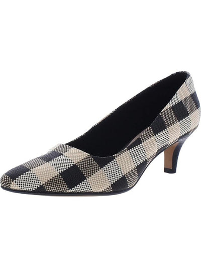 COLLECTION BY CLARKS Womens Black Check Traction Cushioned Aubrie Sun Pointed Toe Kitten Heel Slip On Pumps Shoes 7 M
