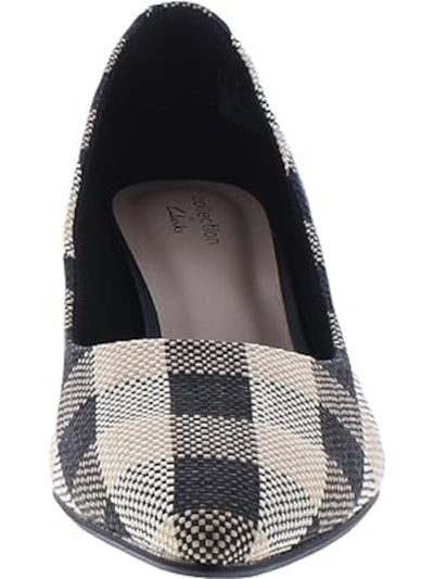 COLLECTION BY CLARKS Womens Black Check Traction Cushioned Aubrie Sun Pointed Toe Kitten Heel Slip On Pumps Shoes 7 M