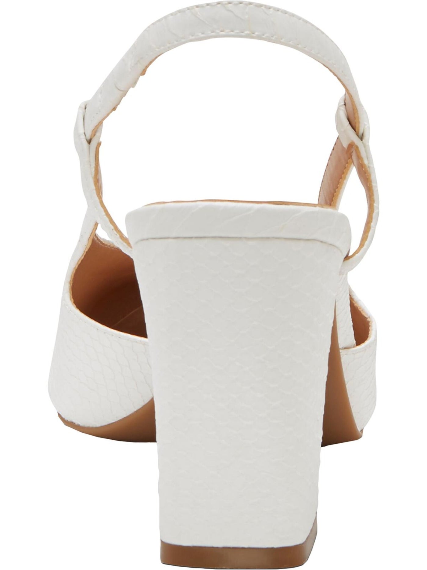 INC Womens White Scale Print Side Cutouts Padded Comfort Brelina Pointed Toe Block Heel Slip On Slingback 8.5 M
