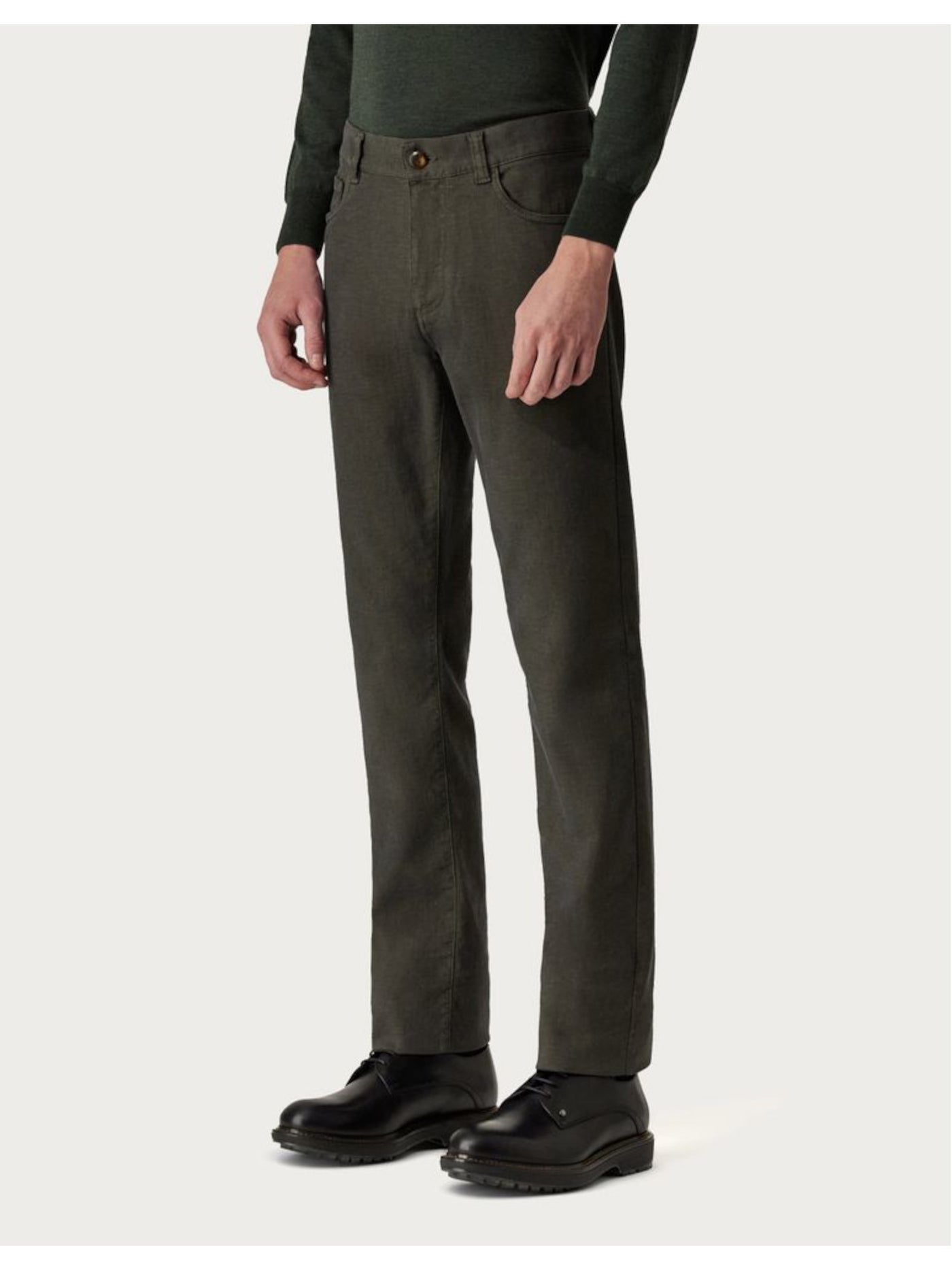 CANALI Mens Gray Flat Front, Regular Fit Denim Jeans 56