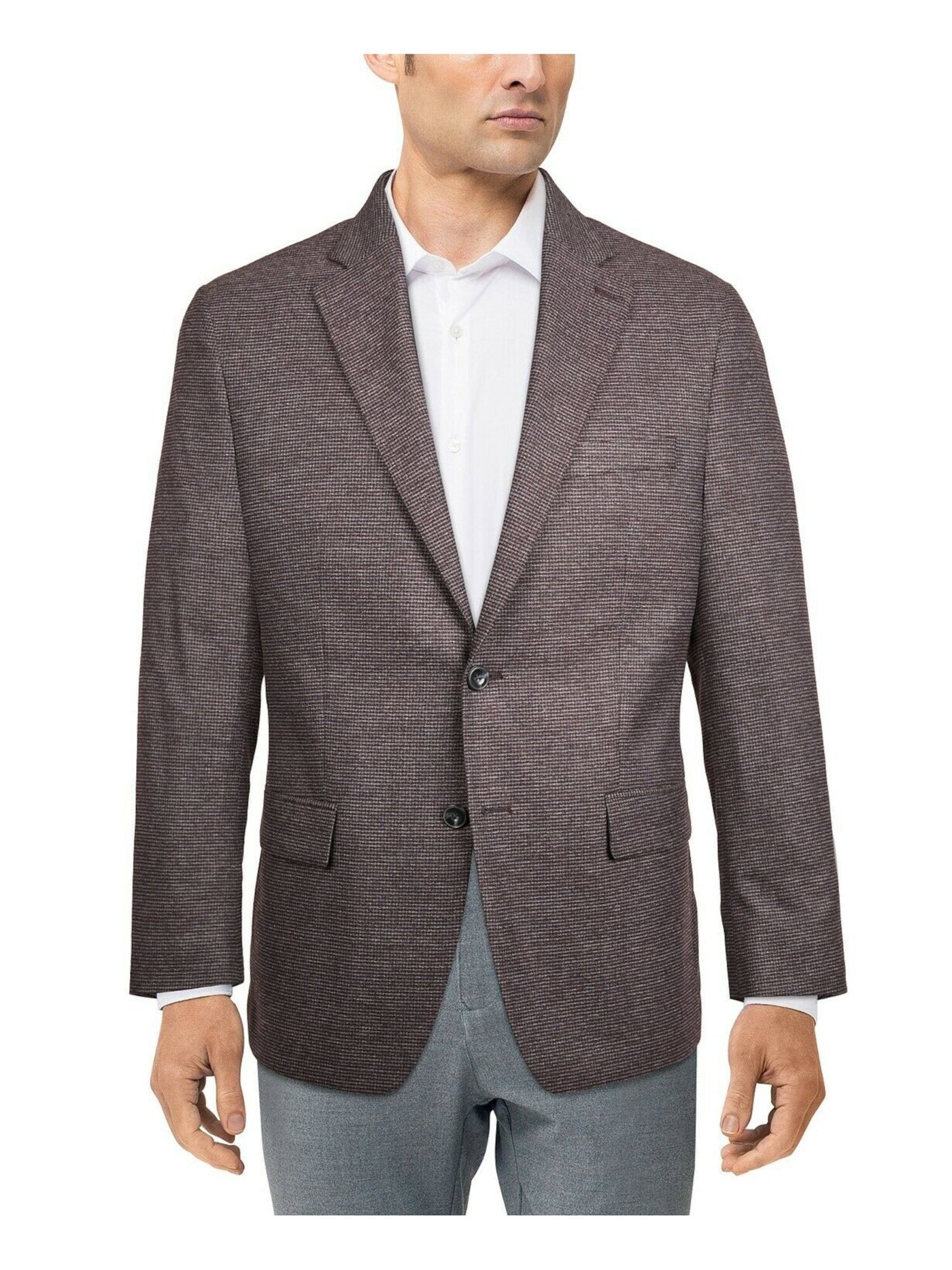 MICHAEL KORS Mens Brown Single Breasted, Check Classic Fit Blazer Sport Coat 38R