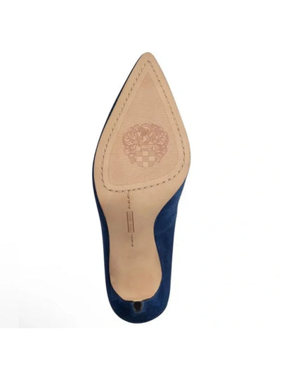VINCE CAMUTO Womens Blue Padded Savilla Pointed Toe Stiletto Slip On Leather Dress Pumps Shoes M
