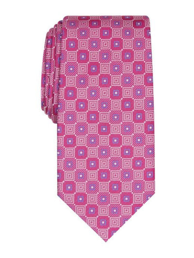 PERRY ELLIS Mens Pink Geometric Classic Neck Tie