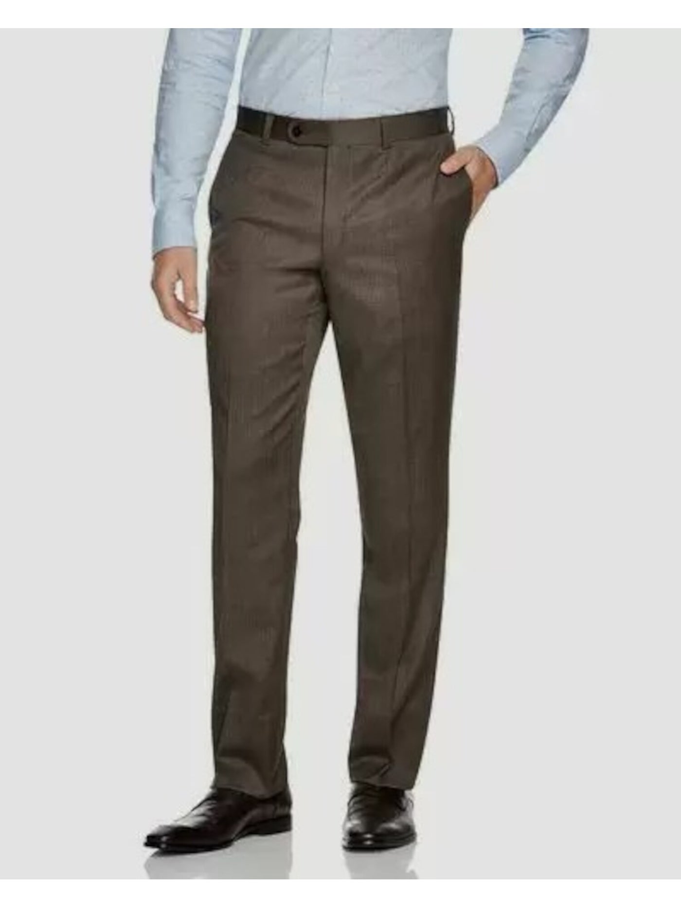 JACK VICTOR Mens Brown Tapered, Classic Fit Suit Separate Pants 34R
