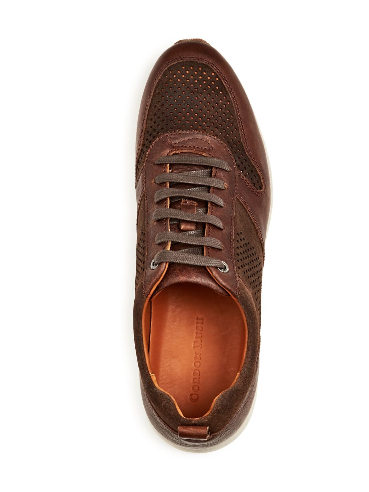 GORDON RUSH Mens Brown Removable Insole Perforated Rubin Round Toe Wedge Lace-Up Leather Athletic Sneakers Shoes 9
