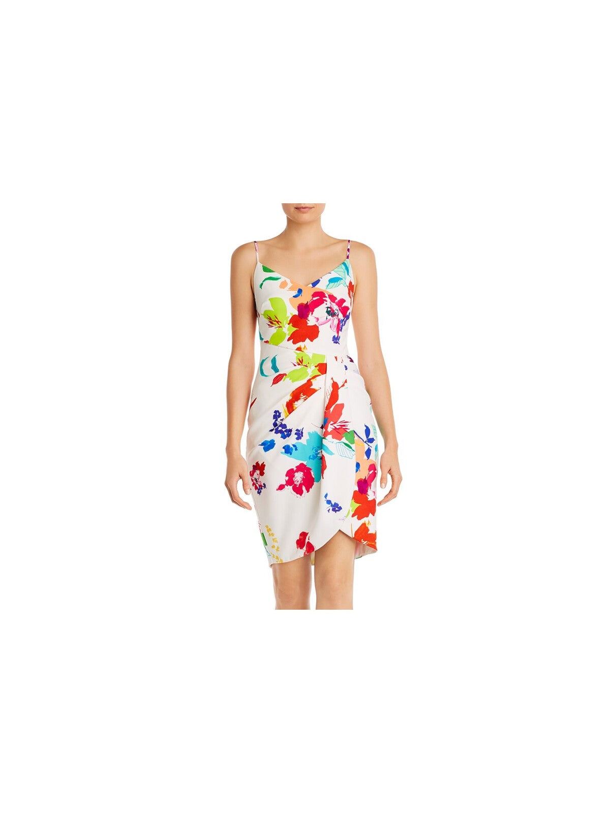 Black Halo Womens Sadora Floral Short Sheath Dress White 10