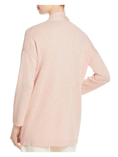 EILEEN FISHER Womens Pink Pocketed Long Sleeve Open Front Top M