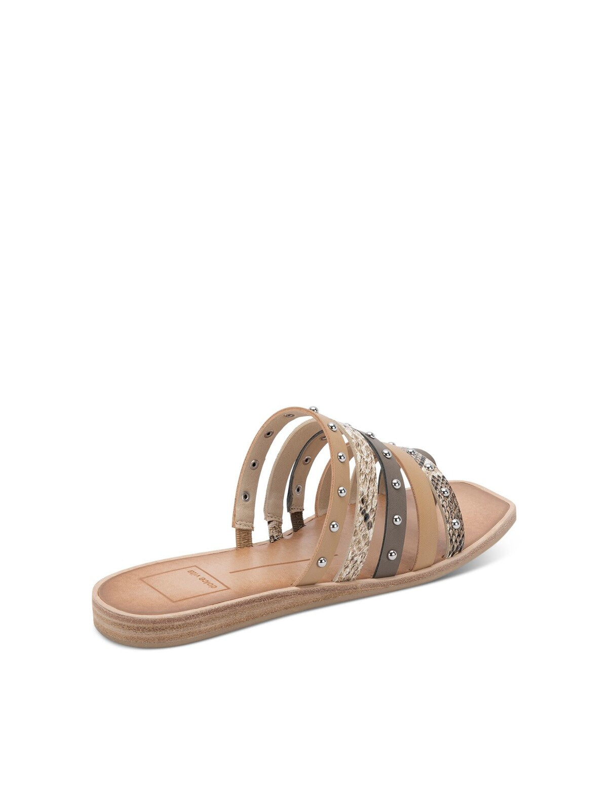 DOLCE VITA Womens Beige Snake Toe-Loop Strappy Studded Kaylee Square Toe Wedge Slip On Slide Sandals Shoes 6.5 M