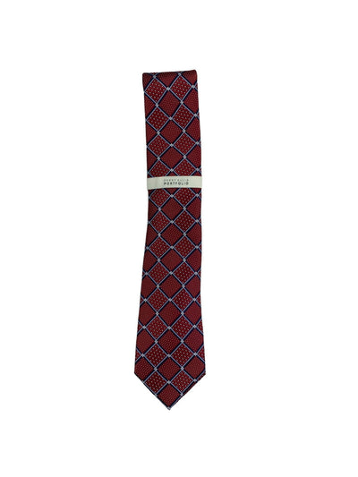 PERRY ELLIS PORTFOLIO Mens Maroon Neat Tile Textured Classic Neck Tie