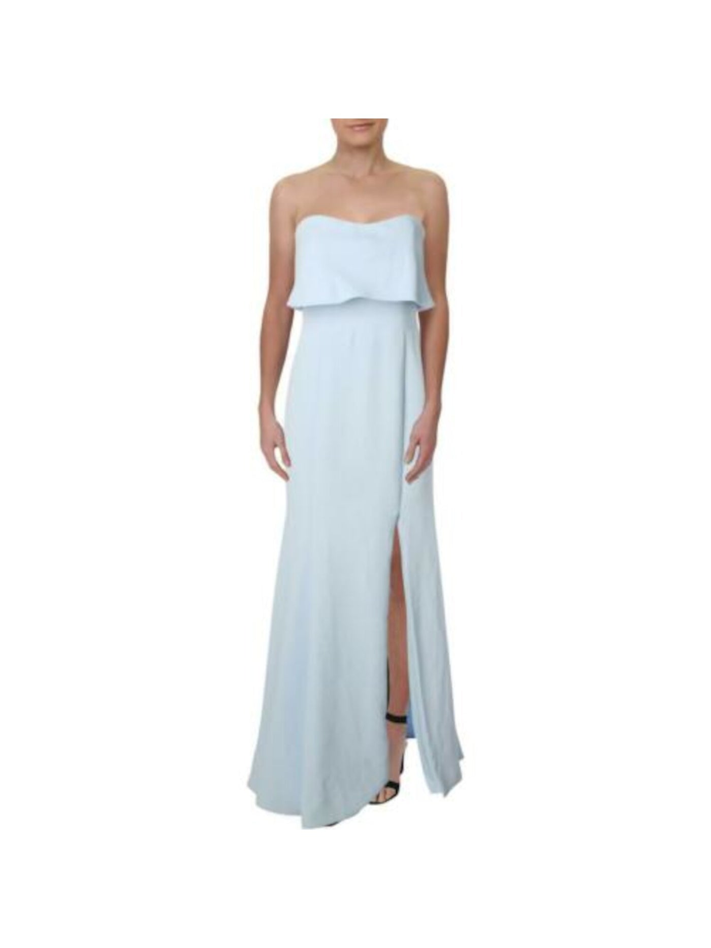 XSCAPE Womens Ivory Slitted  Gown Popover Sleeveless Strapless Full-Length Evening Dress 10