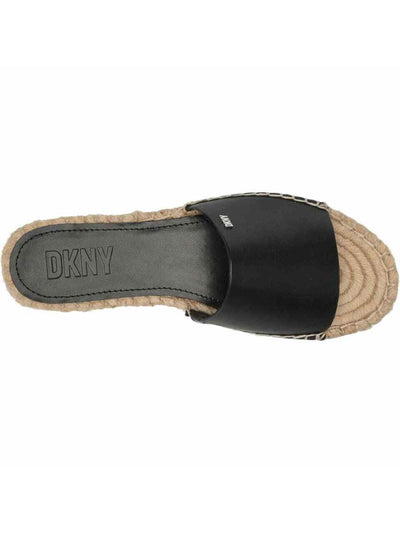DKNY Womens Black Goring Padded Camillo Almond Toe Platform Slide Leather Espadrille Shoes 11 M
