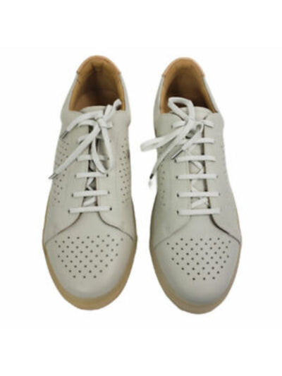 PARIS IN PARIS Mens Ivory No. 2 Round Toe Platform Lace-Up Leather Athletic Sneakers Shoes 45