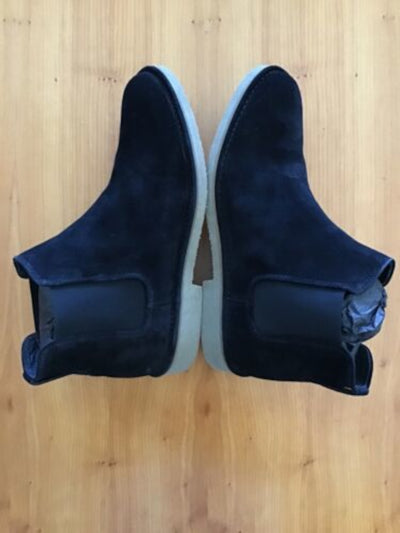 VINCE. Mens Black Sanford Round Toe Block Heel Slip On Leather Boots Shoes 9 M