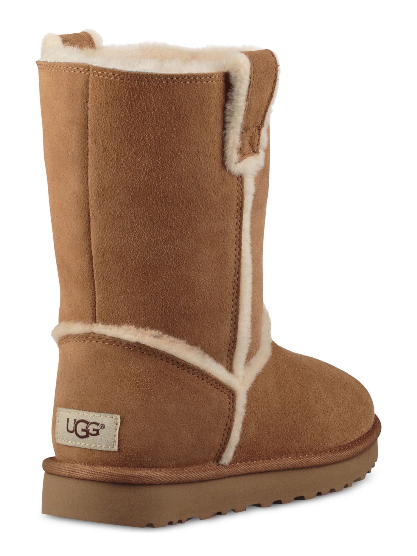 UGG Womens Brown Mixed Media Pull Tabs At Both Sides Padded Classic Short Round Toe Winter Boots 9