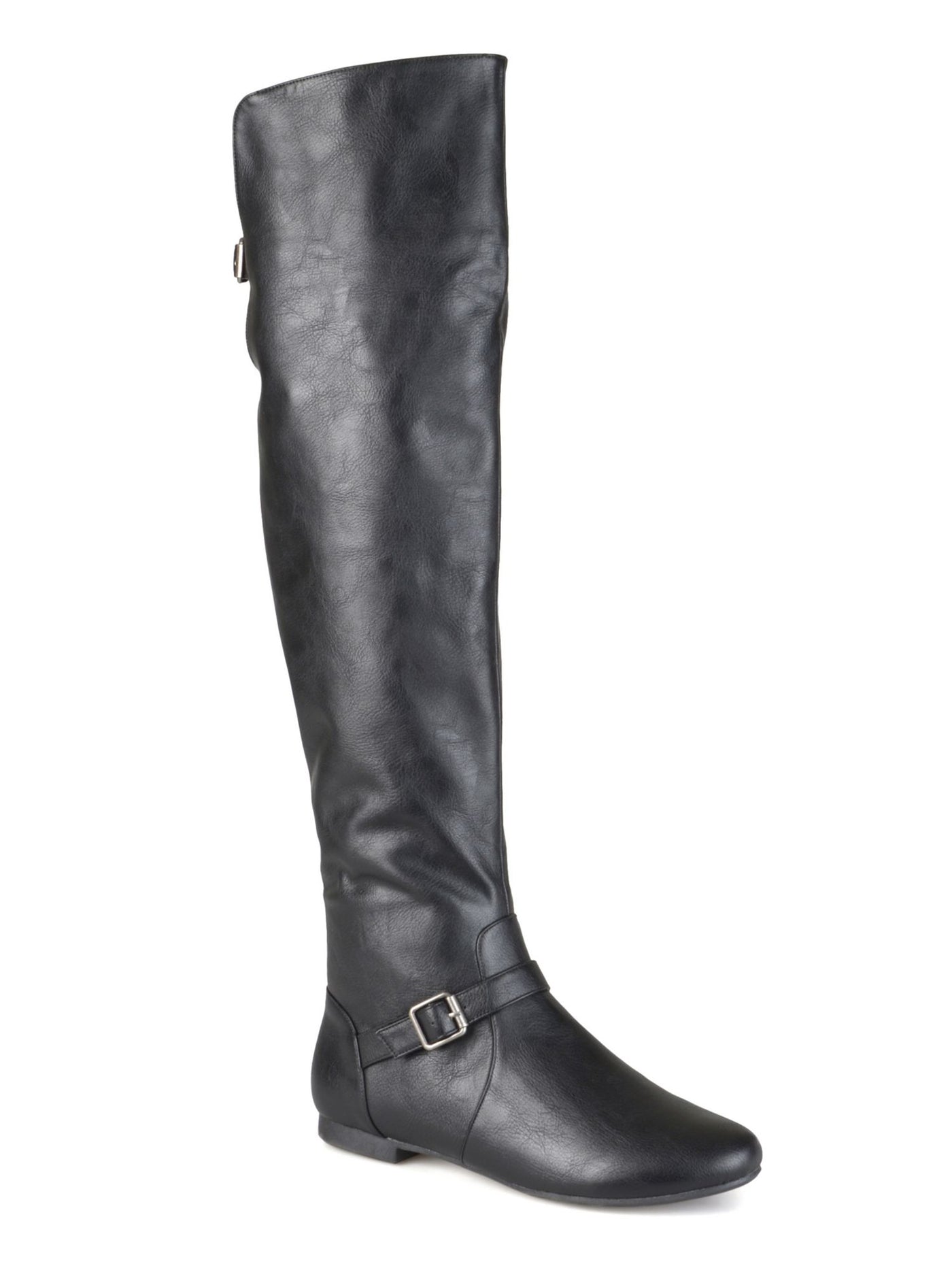 JOURNEE COLLECTION Womens Black Buckle Accent Padded Loft Round Toe Zip-Up Riding Boot 6 M
