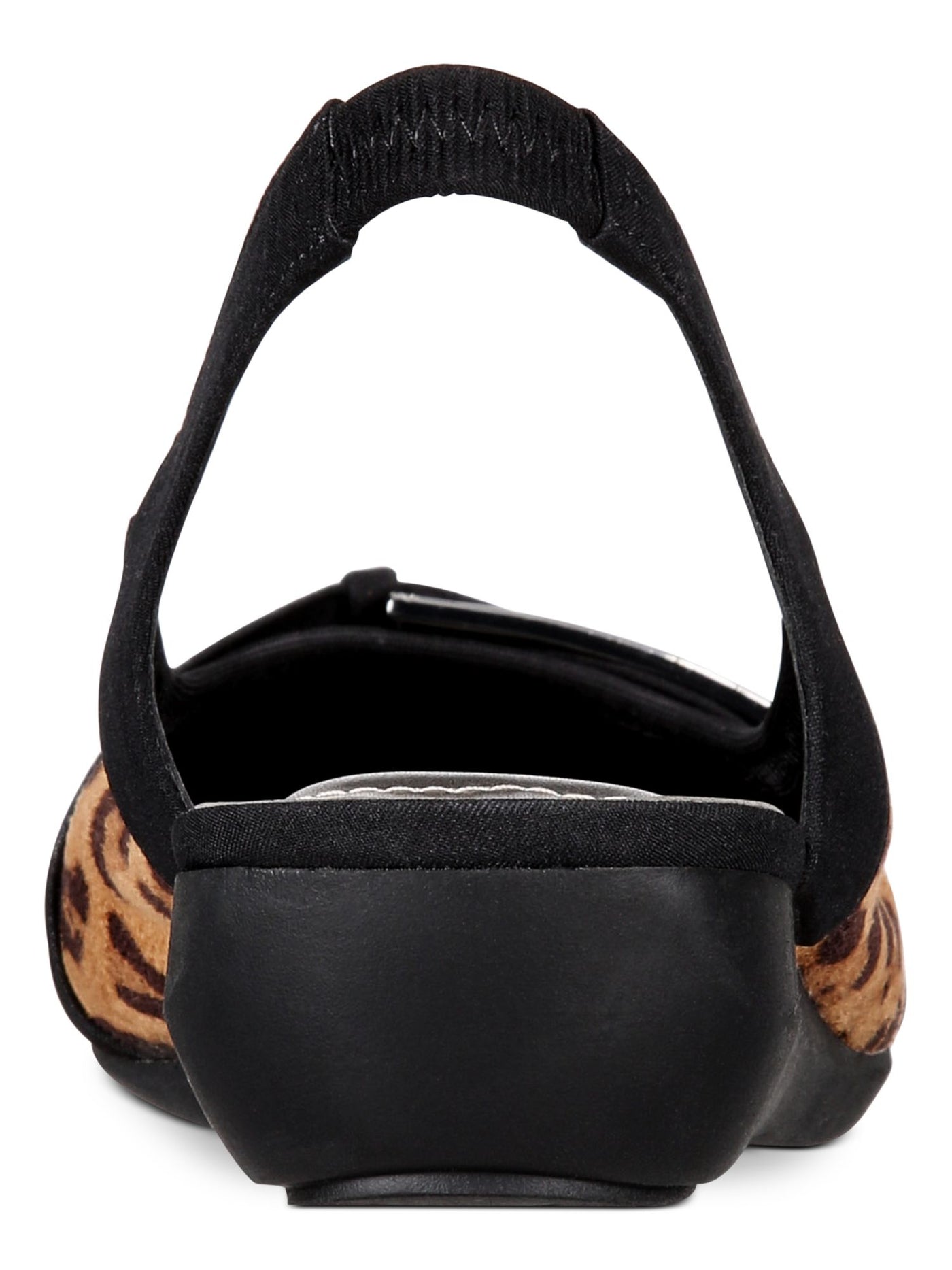 IMPO Womens Beige Leopard Print Elastic Buckle Accent Comfort Daela Square Toe Wedge Slip On Slingback Sandal 8.5 M