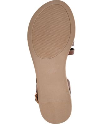 JOURNEE COLLECTION Womens Brown Braided Strap Buckle Accent Padded Solay Round Toe Slip On Slingback Sandal M