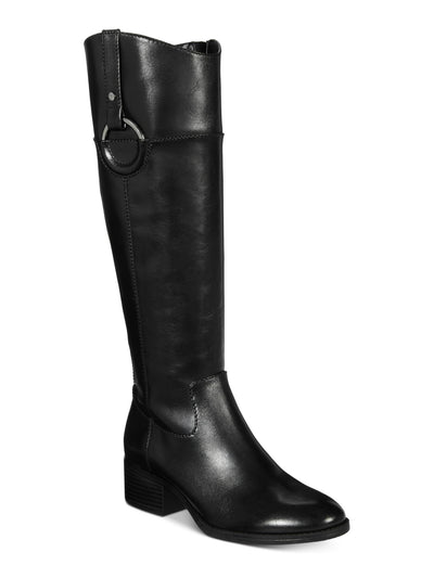 ALFANI Womens Black Round Toe Stacked Heel Zip-Up Leather Riding Boot 5.5 M