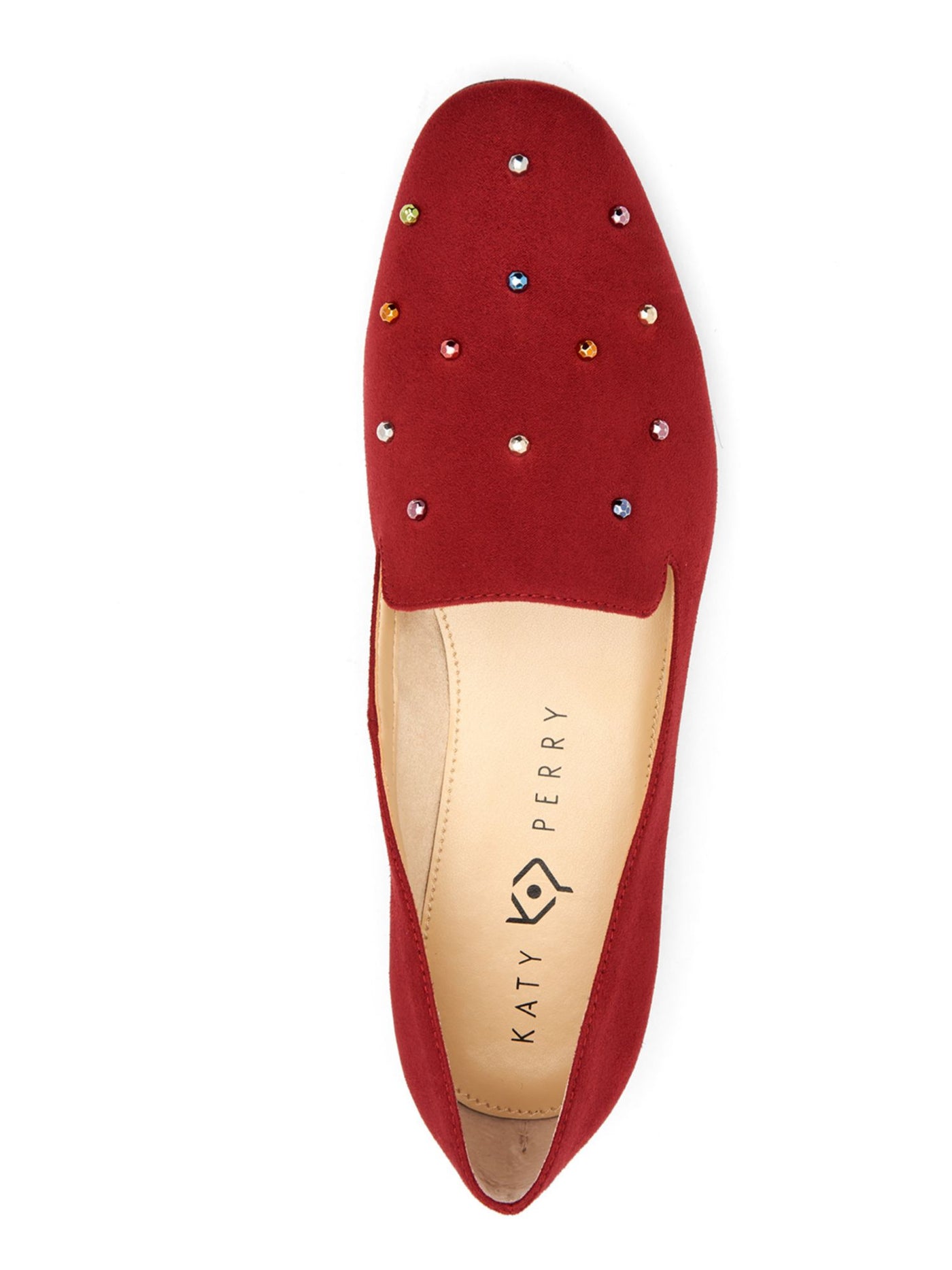 KATY PERRY Womens Red Studded Padded Allena Round Toe Slip On Flats Shoes 7.5 M