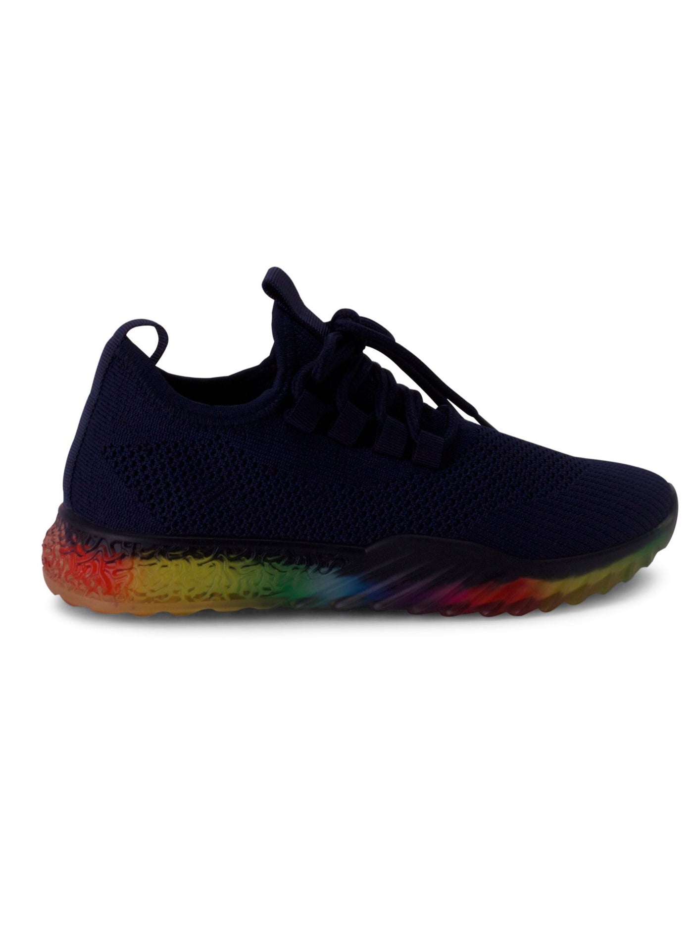 WANTED Womens Navy Rainbow 1/2" Platform Cushioned Stretch Felicity Round Toe Wedge Lace-Up Athletic Sneakers Shoes 11
