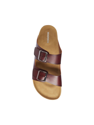 MADDEN Mens Maroon Adjustable Padded Tafted Open Toe Buckle Slide Sandals Shoes 13