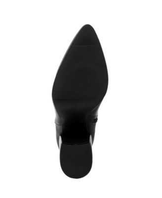 SUGAR Womens Black Cushioned Evvie Almond Toe Block Heel Zip-Up Booties