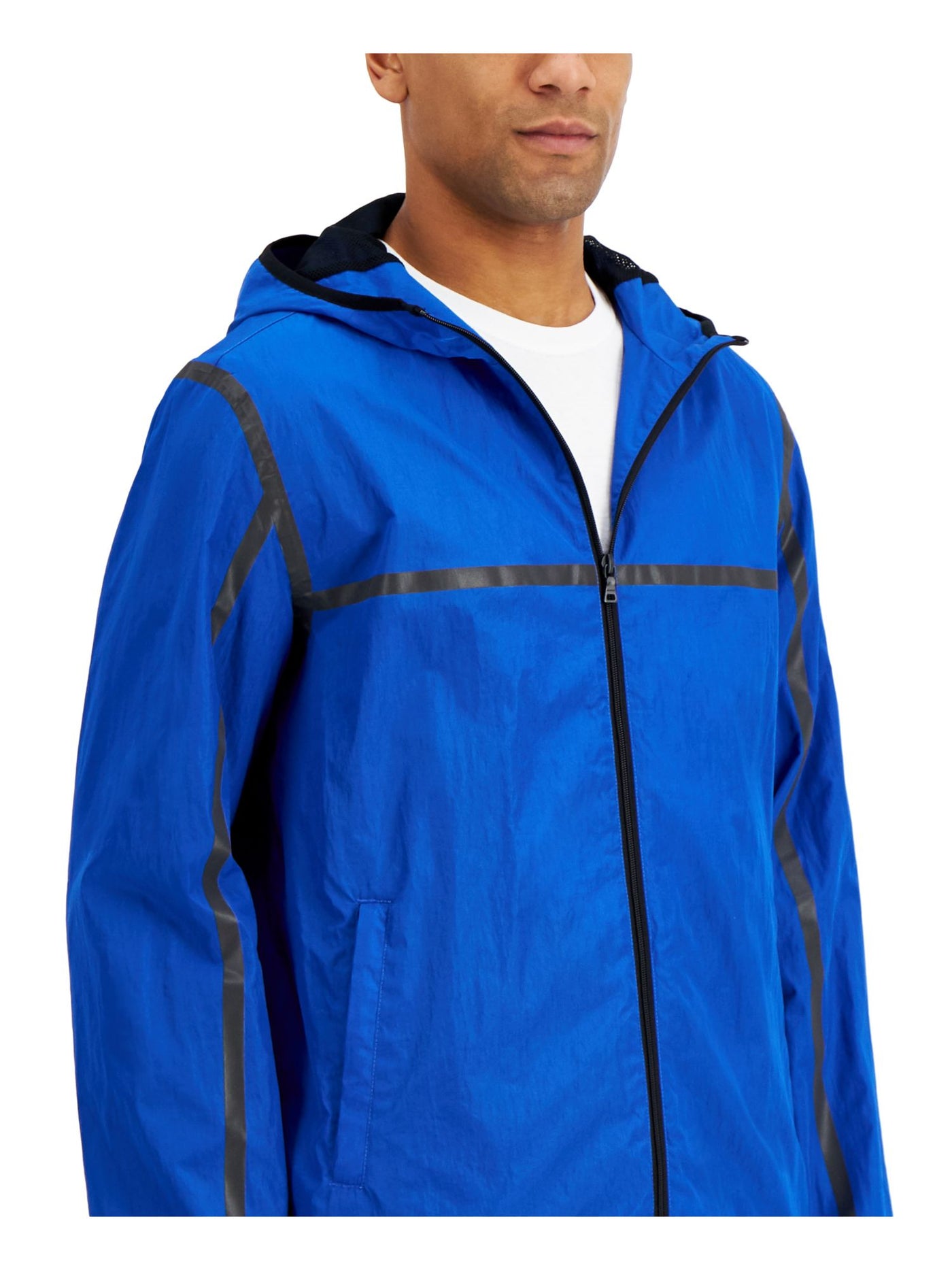 ALFANI Mens Tech Blue Zip Up Jacket L