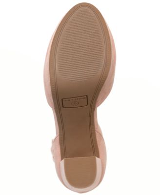 SUN STONE Womens Pink 1" Platform Padded Adjustable Ankle Strap Estrella Round Toe Block Heel Buckle Pumps Shoes W