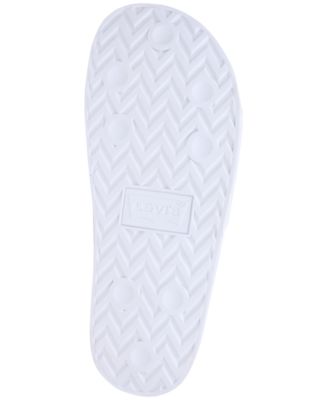 LEVI'S Mens White Batwing-logo Open Toe Slip On Slide Sandals Shoes