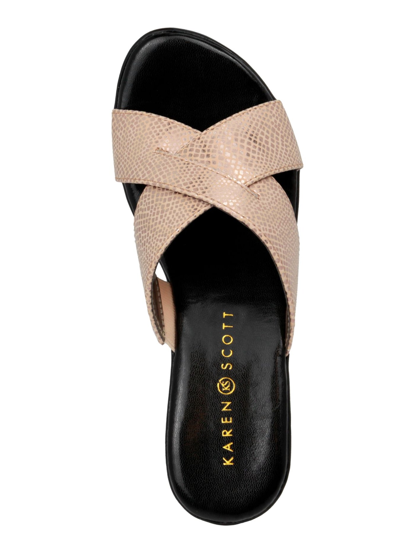 KAREN SCOTT Womens Pink Crisscross Straps Comfort Petraa Almond Toe Wedge Slip On Slide Sandals Shoes 5 M