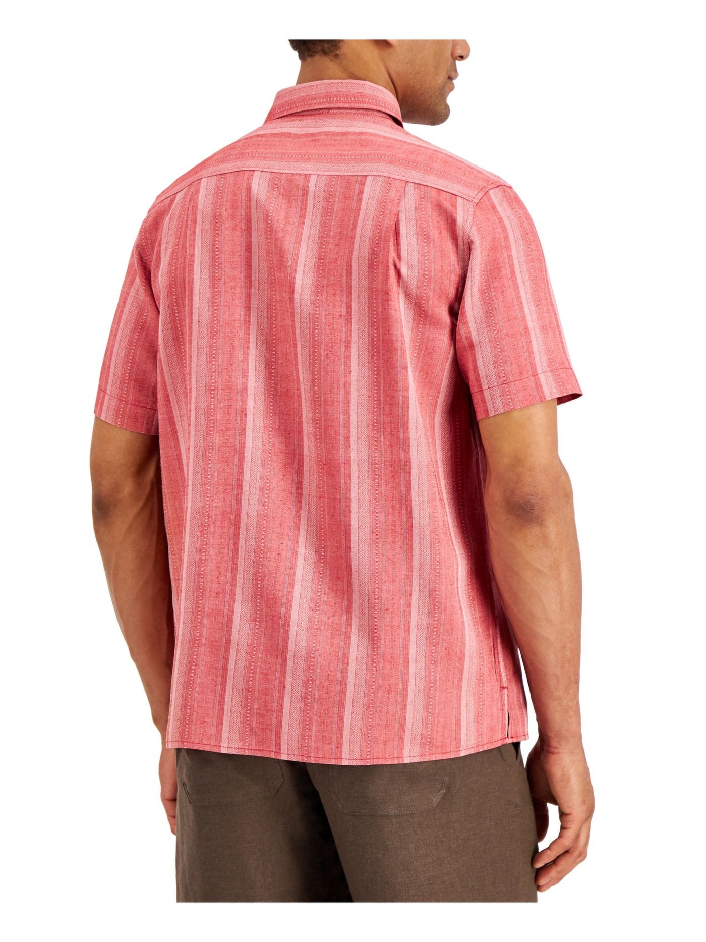 TASSO ELBA Mens Red Printed Spread Collar Classic Fit Dress Shirt L