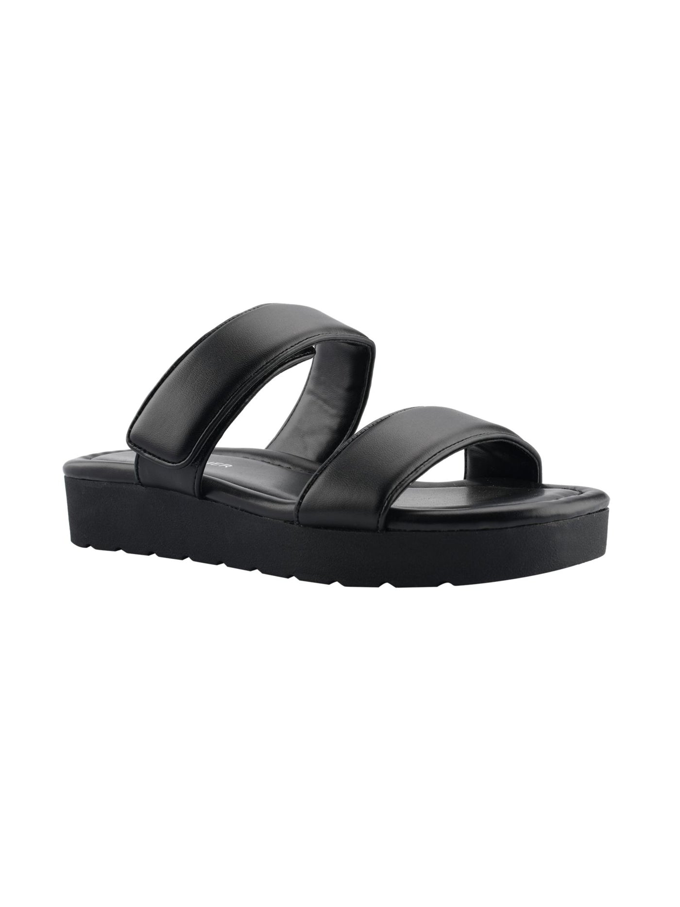 MARC FISHER Womens Black Double Strap Cushioned Kina Round Toe Sandals 6.5 M