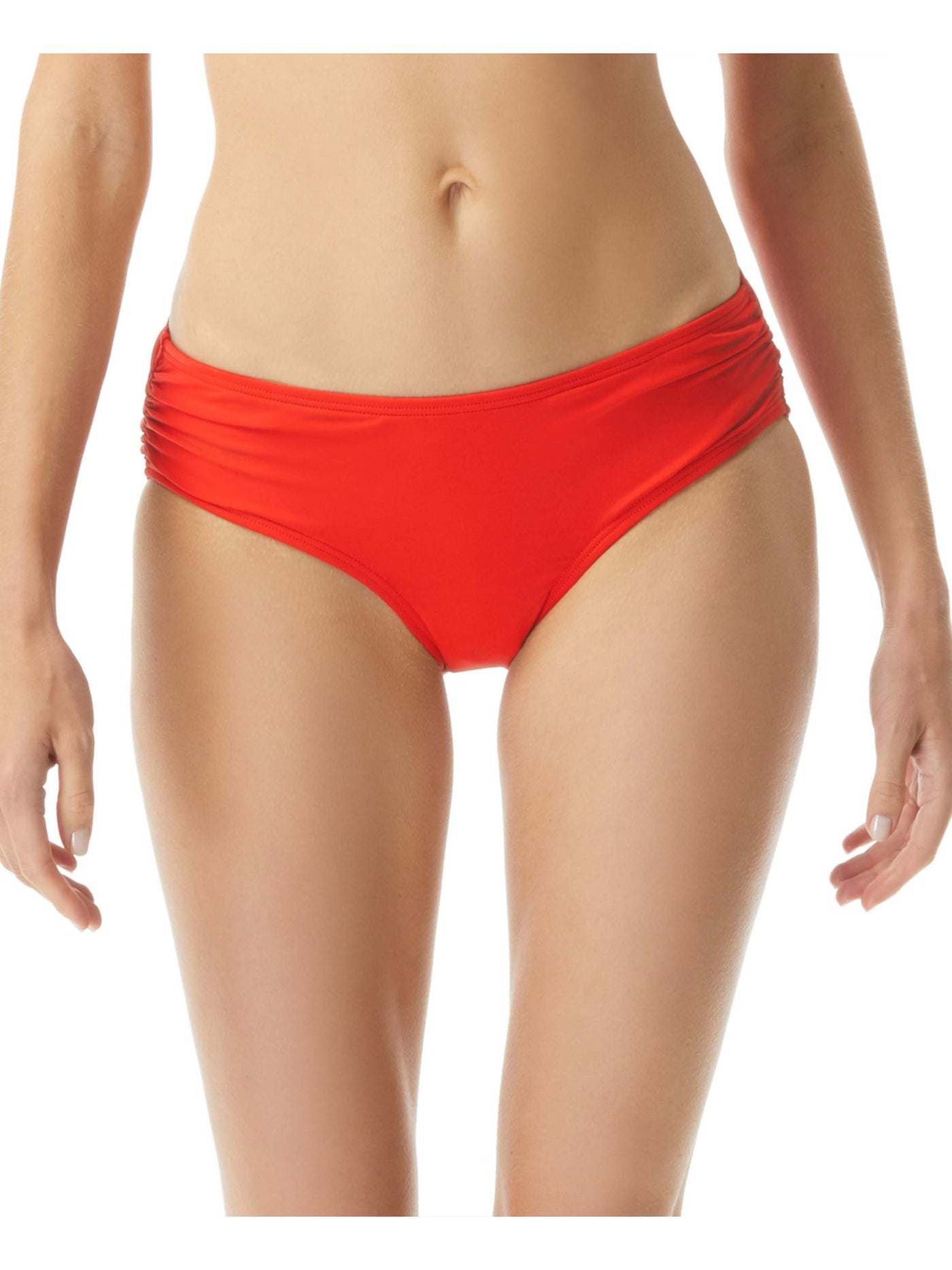 MICHAEL MICHAEL KORS Women's Orange Stretch Lined Full Coverage Shirred Bikini Swimsuit Bottom XS