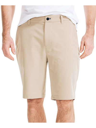NAUTICA Mens Beige Flat Front, Straight Fit Stretch Shorts 38W