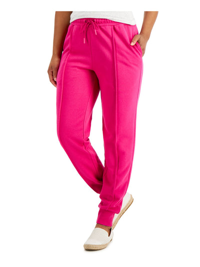 CHARTER CLUB Womens Pink Stretch Pocketed Crease Drawstring French Terry Pants L