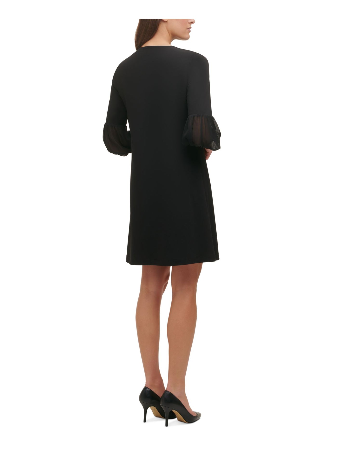 TOMMY HILFIGER Womens Black 3/4 Sleeve Above The Knee Cocktail Shift Dress 4
