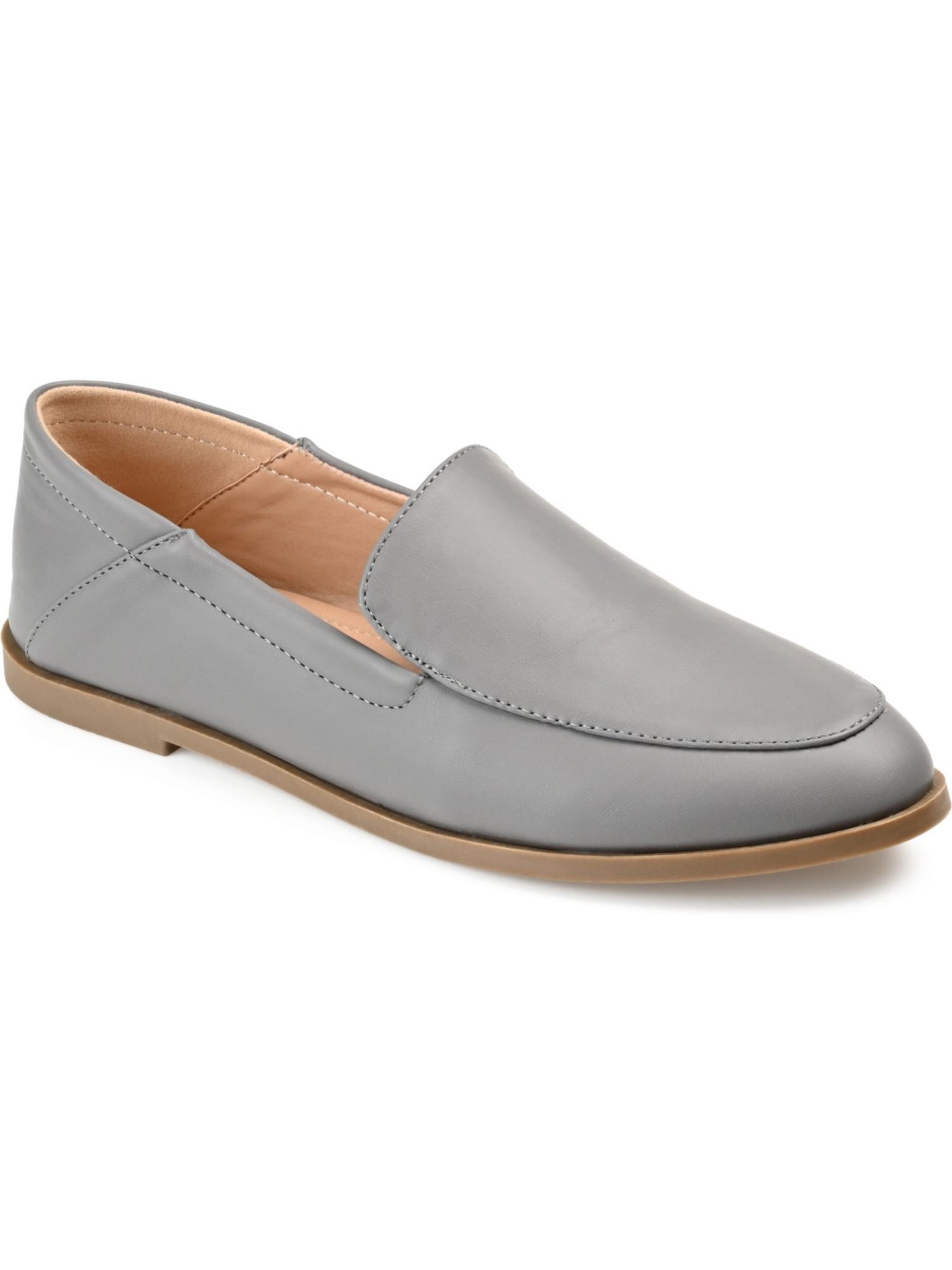 JOURNEE COLLECTION Womens Gray Cushioned Corinne Almond Toe Slip On Loafers Shoes 9
