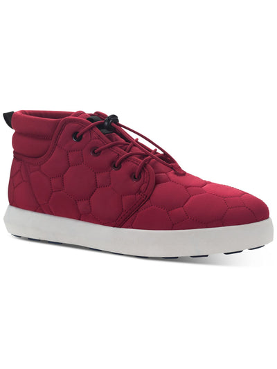 SUN STONE Mens Red Patterened Pull Tab Puffer Quilted Cushioned Fin Round Toe Platform Sneakers Shoes 9 M