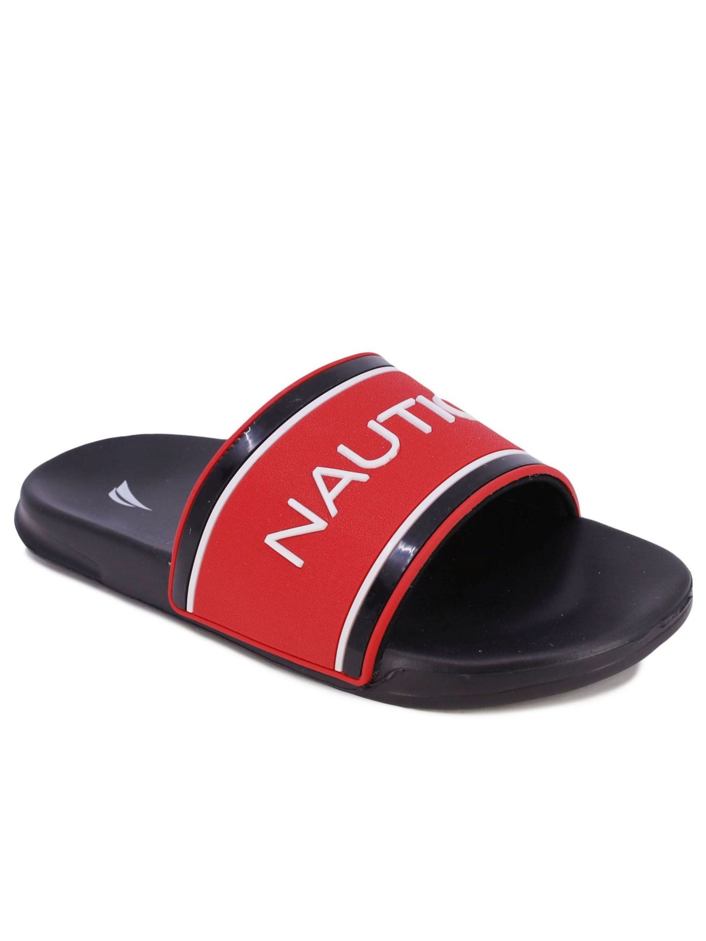 NAUTICA Mens Red Color Block Padded Cortlan Open Toe Slip On Slide Sandals Shoes 10