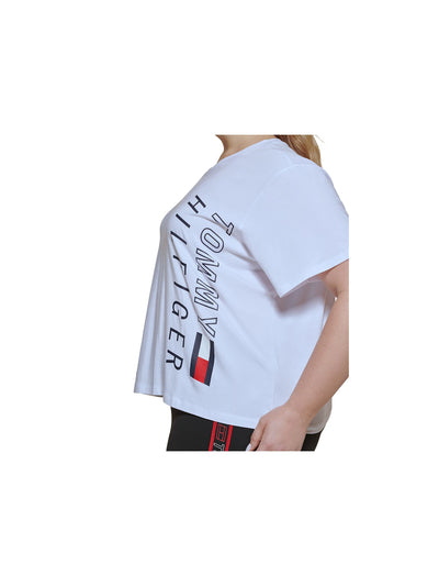 TOMMY HILFIGER Womens White Logo Graphic Short Sleeve Crew Neck T-Shirt Plus 2X