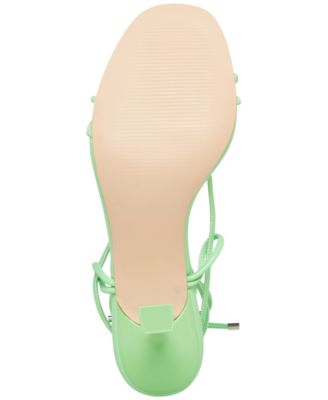 STEVE MADDEN Womens Green Wrapping Ankle Tie Padded Superb Round Toe Sculpted Heel Lace-Up Heeled Thong Sandals M